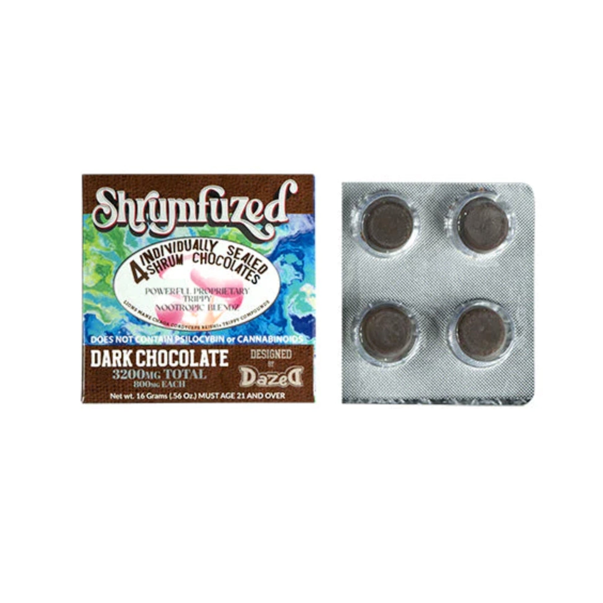 Dazed Shrumfused Mushroom Chocolates 3200mg 4ct