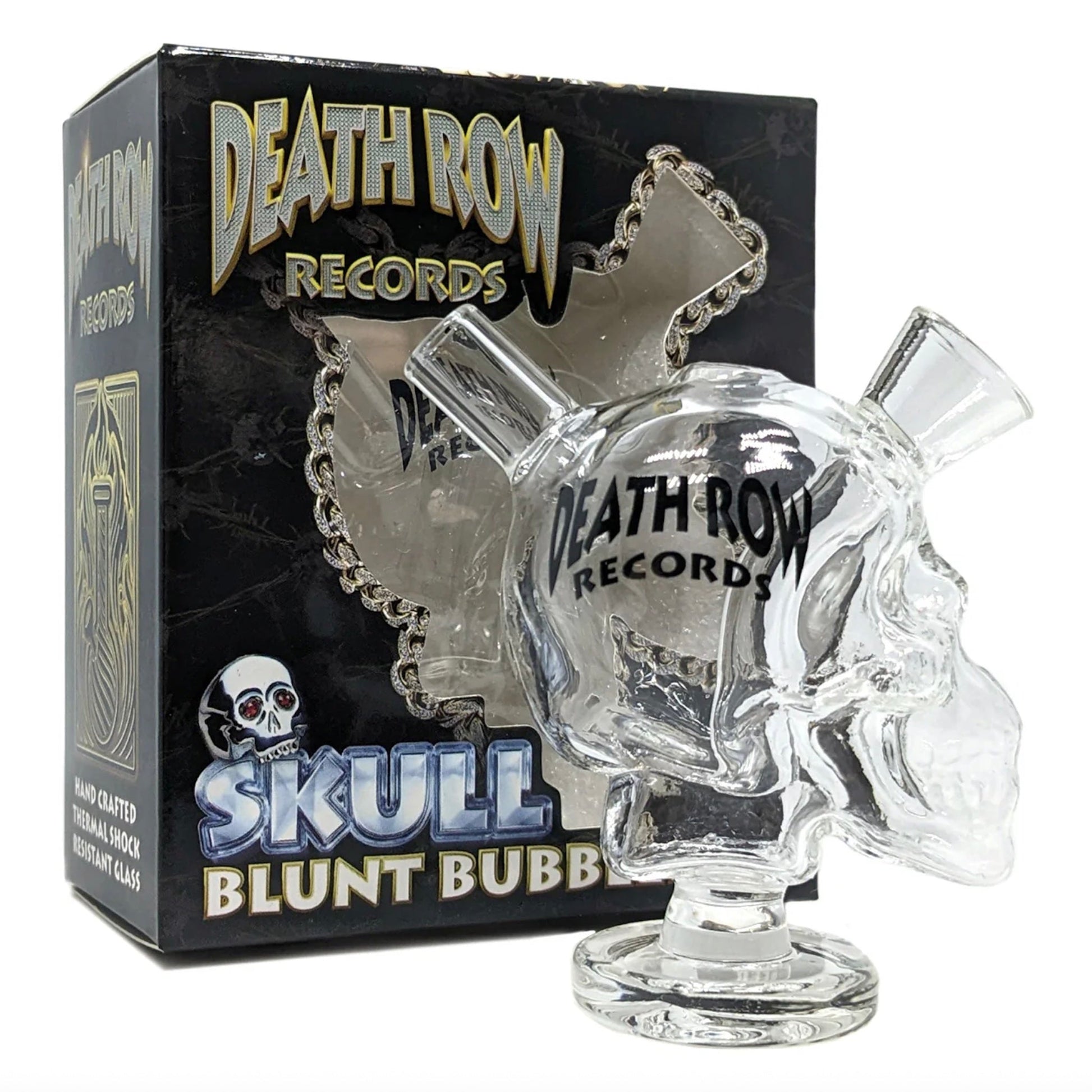Death Row Records Skull Blunt Bubbler 3in Clear
