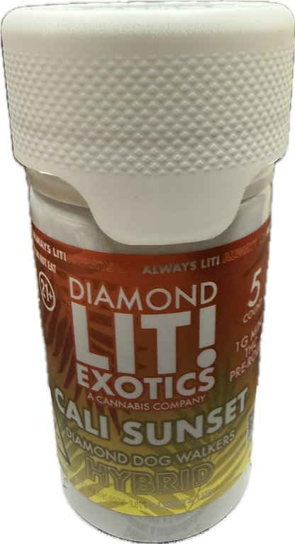 Diamond Lit! Exotics Dog Walkers - 1G Delta-8 Pre-Rolls 5ct Jar (Sativa/Hybrid/Indica)