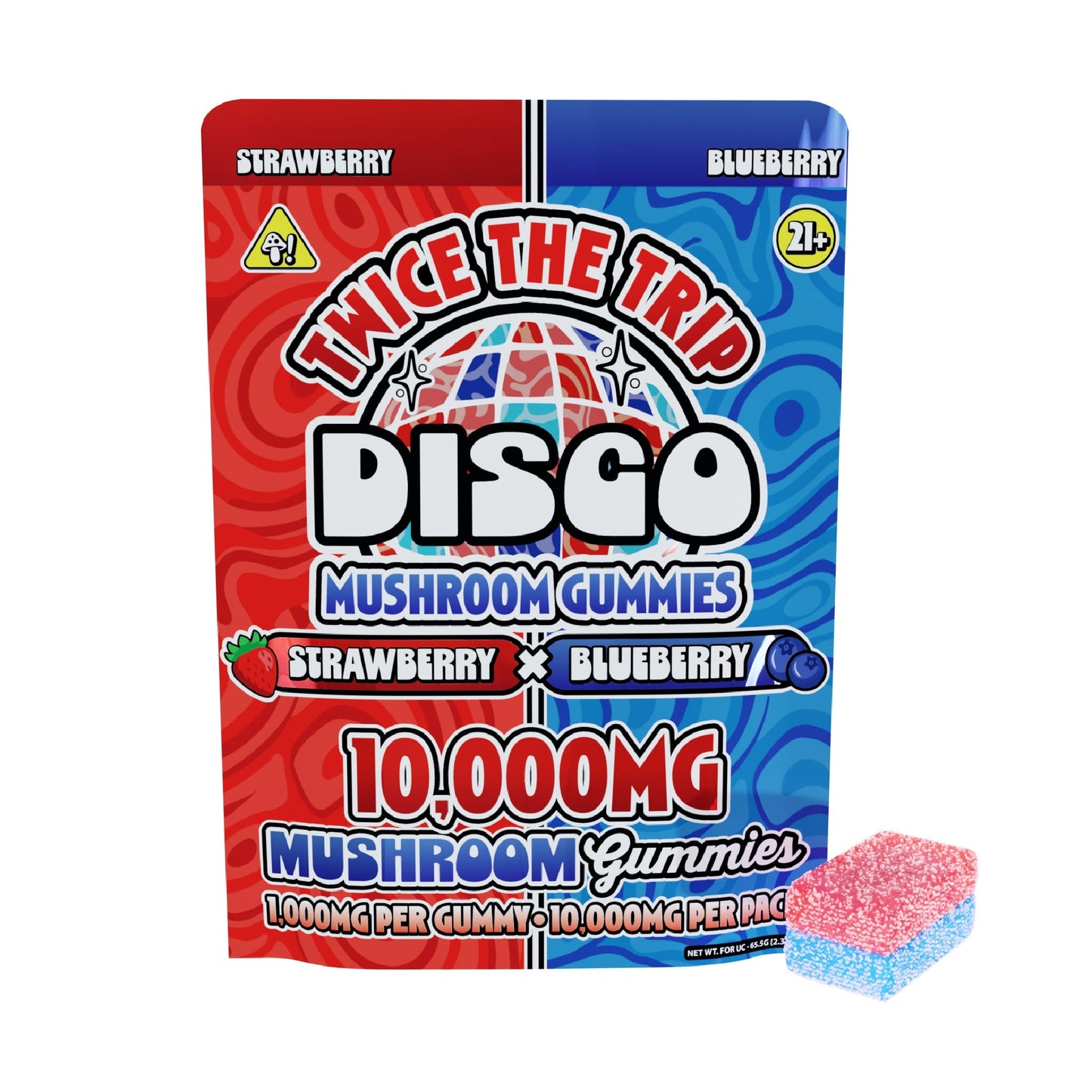 Disco Mushrooms Twice The Trip Double Stack Gummies 10000mg 10ct