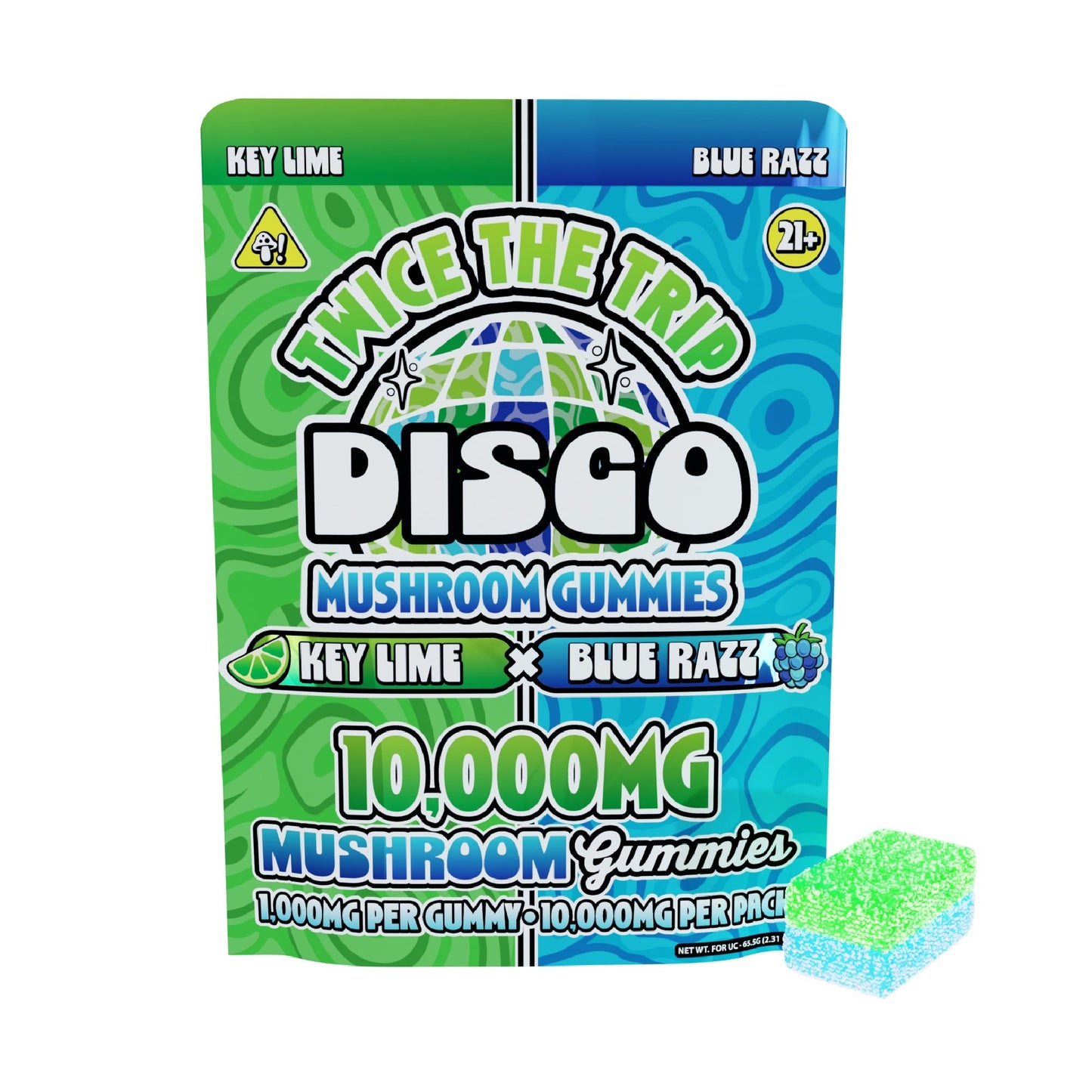 Disco Mushrooms Twice The Trip Double Stack Gummies 10000mg 10ct