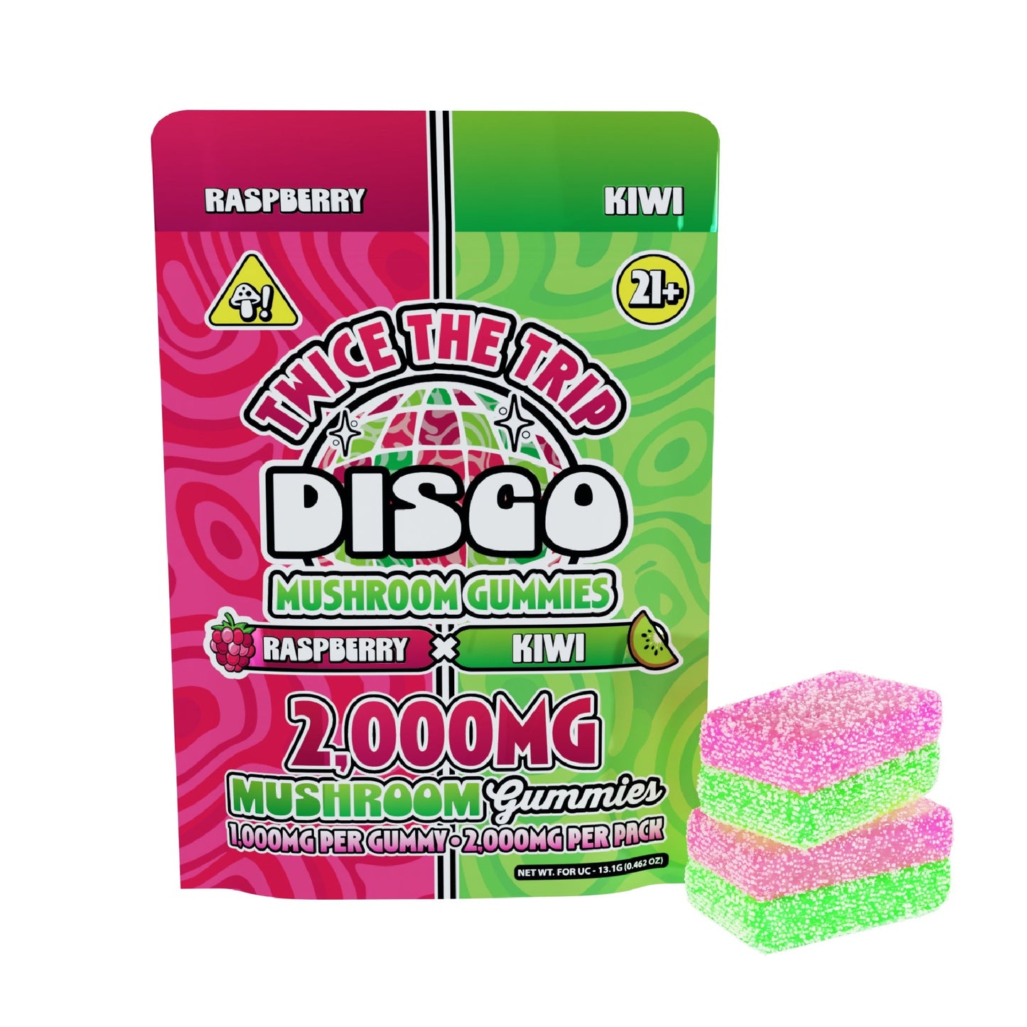 Disco Mushrooms Twice The Trip Double Stack Gummies 2000mg
