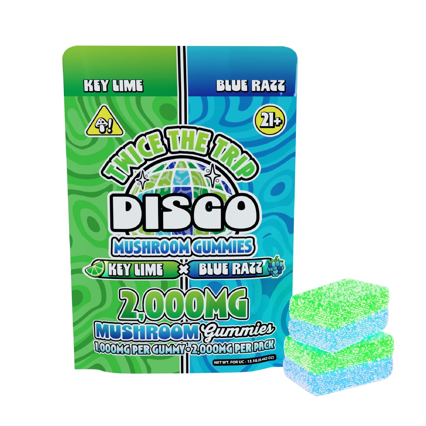 Disco Mushrooms Twice The Trip Double Stack Gummies 2000mg