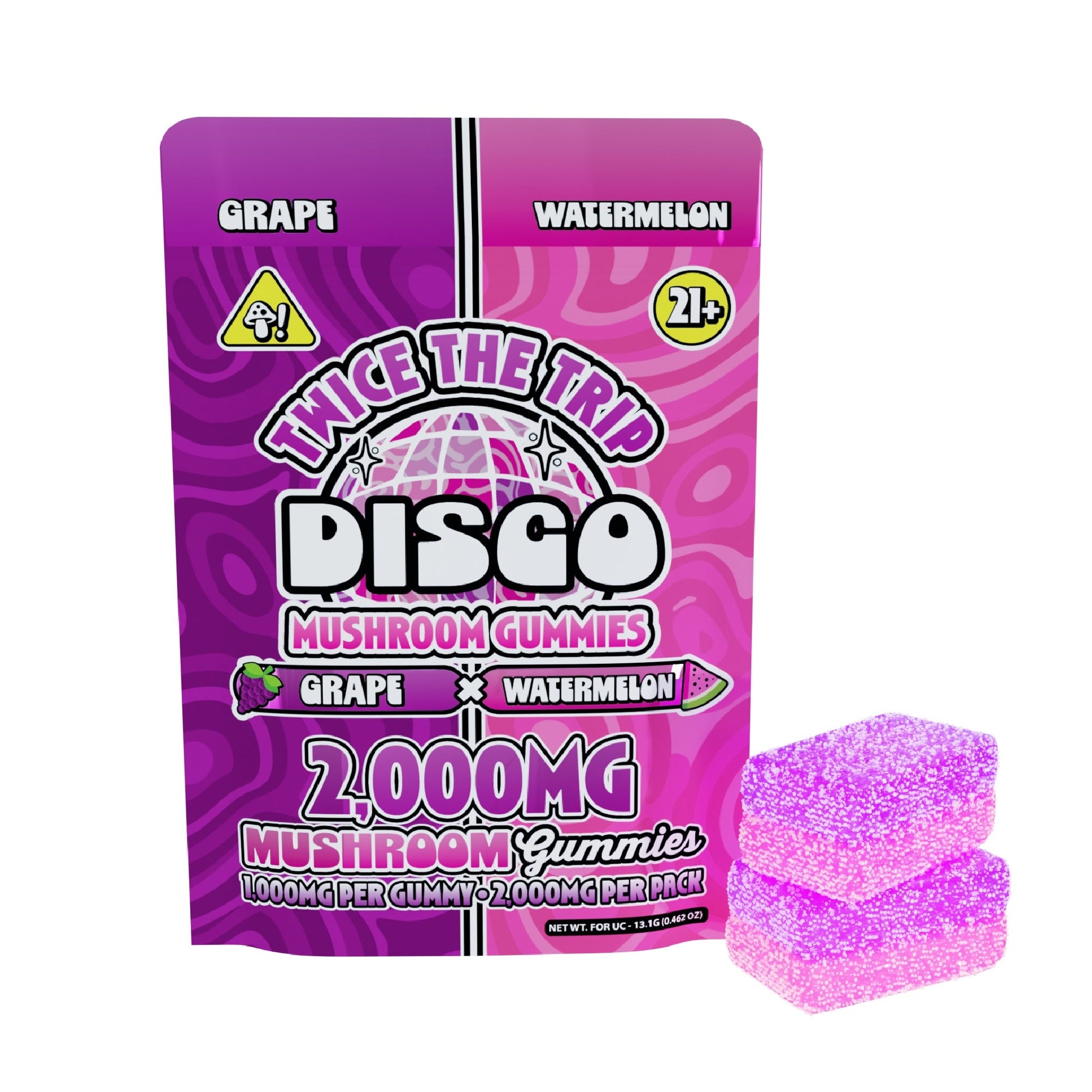 Disco Mushrooms Twice The Trip Double Stack Gummies 2000mg