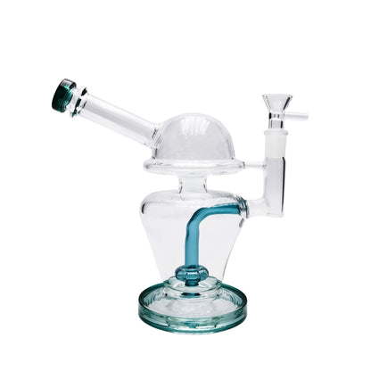 Domed Matrix Perc Bong 8in Borosilicate Glass Black Green Yellow Jade