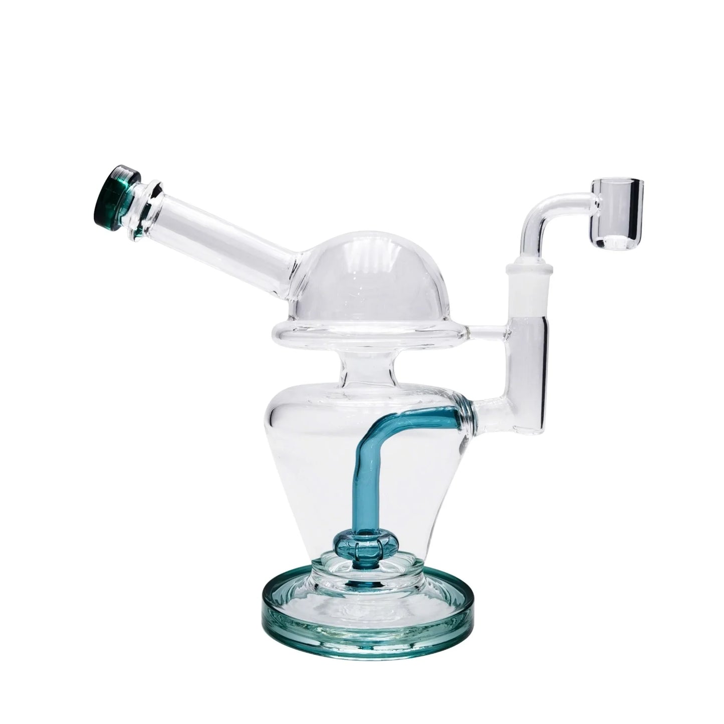 Domed Matrix Perc Bong 8in Borosilicate Glass Black Green Yellow Jade