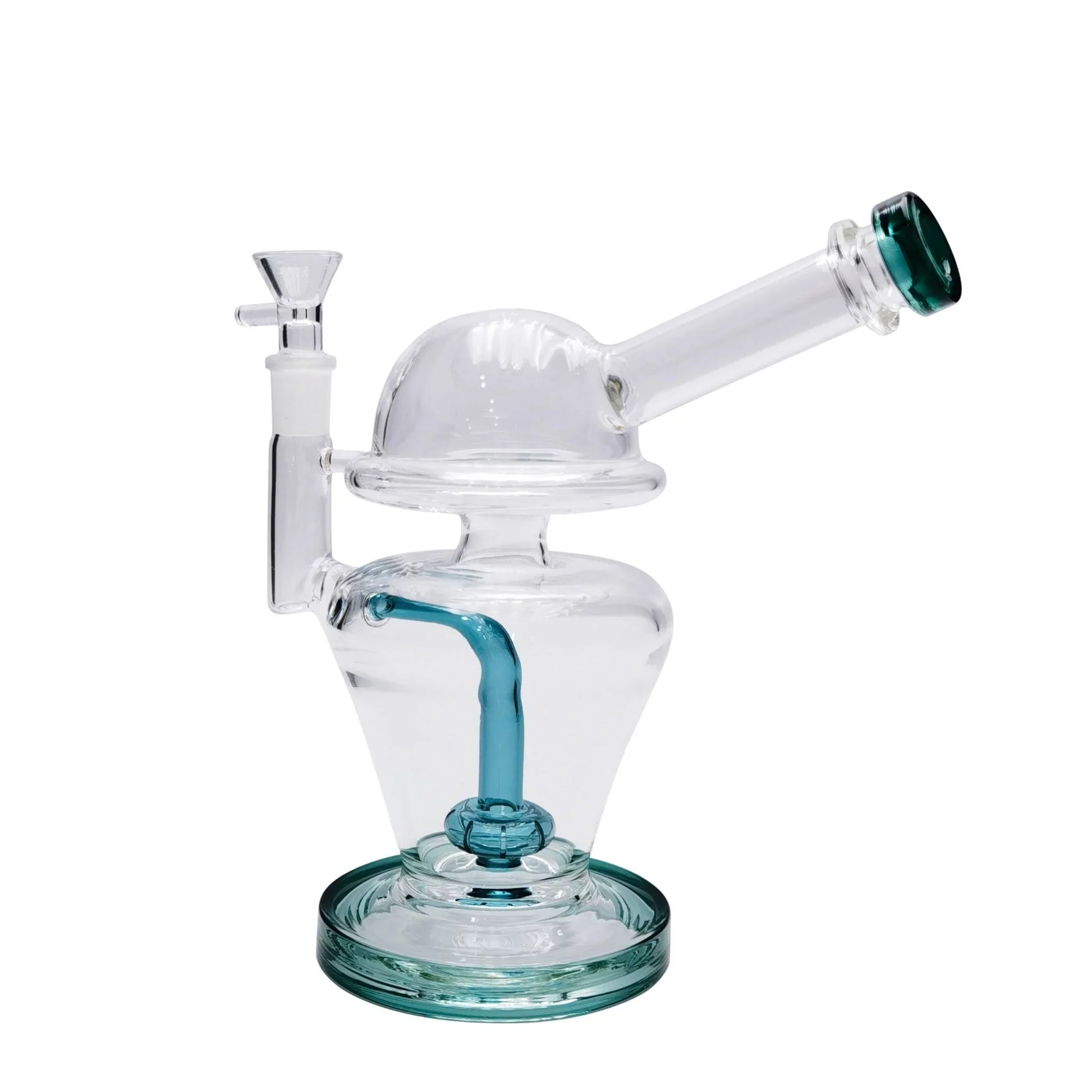Domed Matrix Perc Bong 8in Borosilicate Glass Black Green Yellow Jade