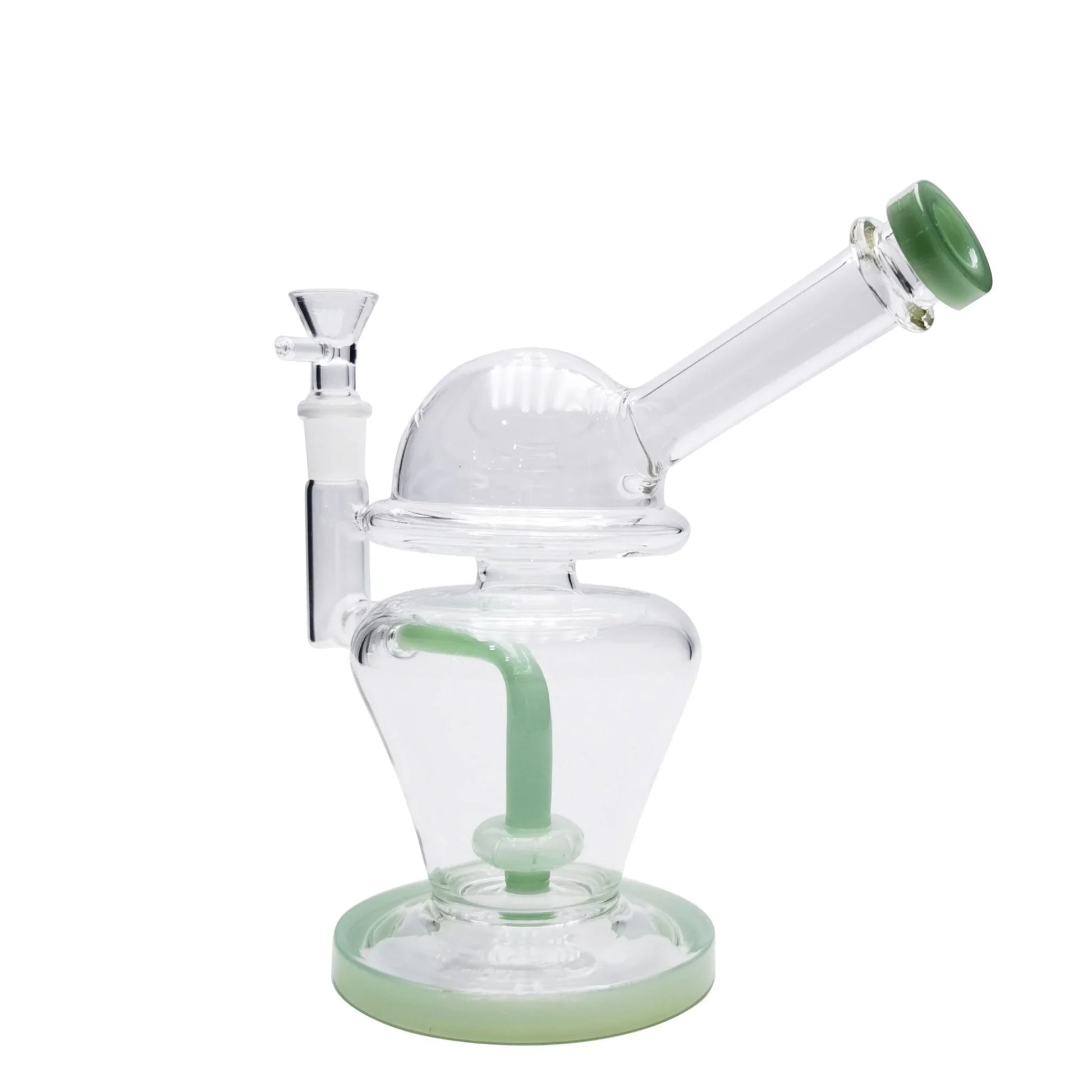 Domed Matrix Perc Bong 8in Borosilicate Glass Black Green Yellow Jade