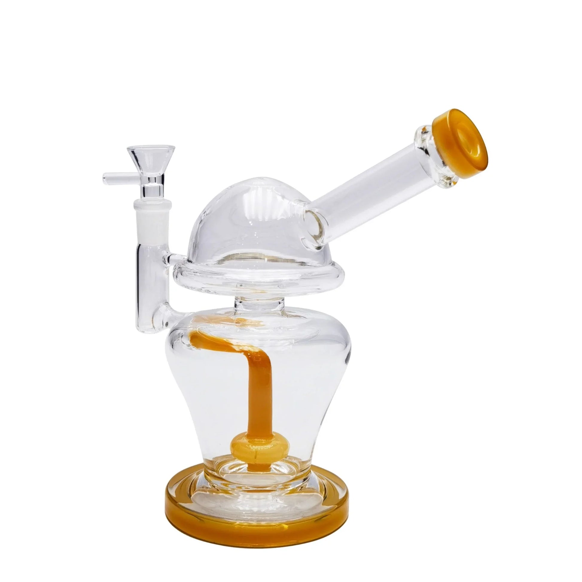 Domed Matrix Perc Bong 8in Borosilicate Glass Black Green Yellow Jade