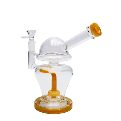 Domed Matrix Perc Bong 8in Borosilicate Glass Black Green Yellow Jade