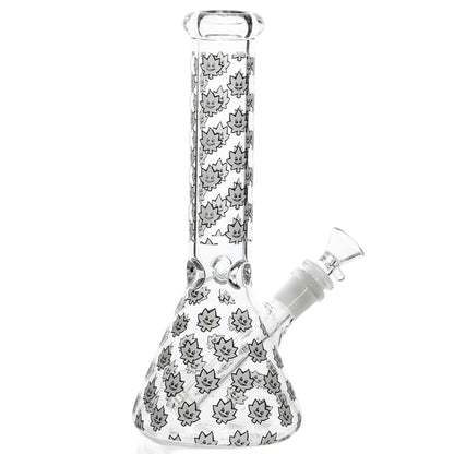 E420 Glow in the Dark Spike Leaf Beaker Bong 10in