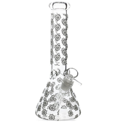 E420 Glow in the Dark Spike Leaf Beaker Bong 10in
