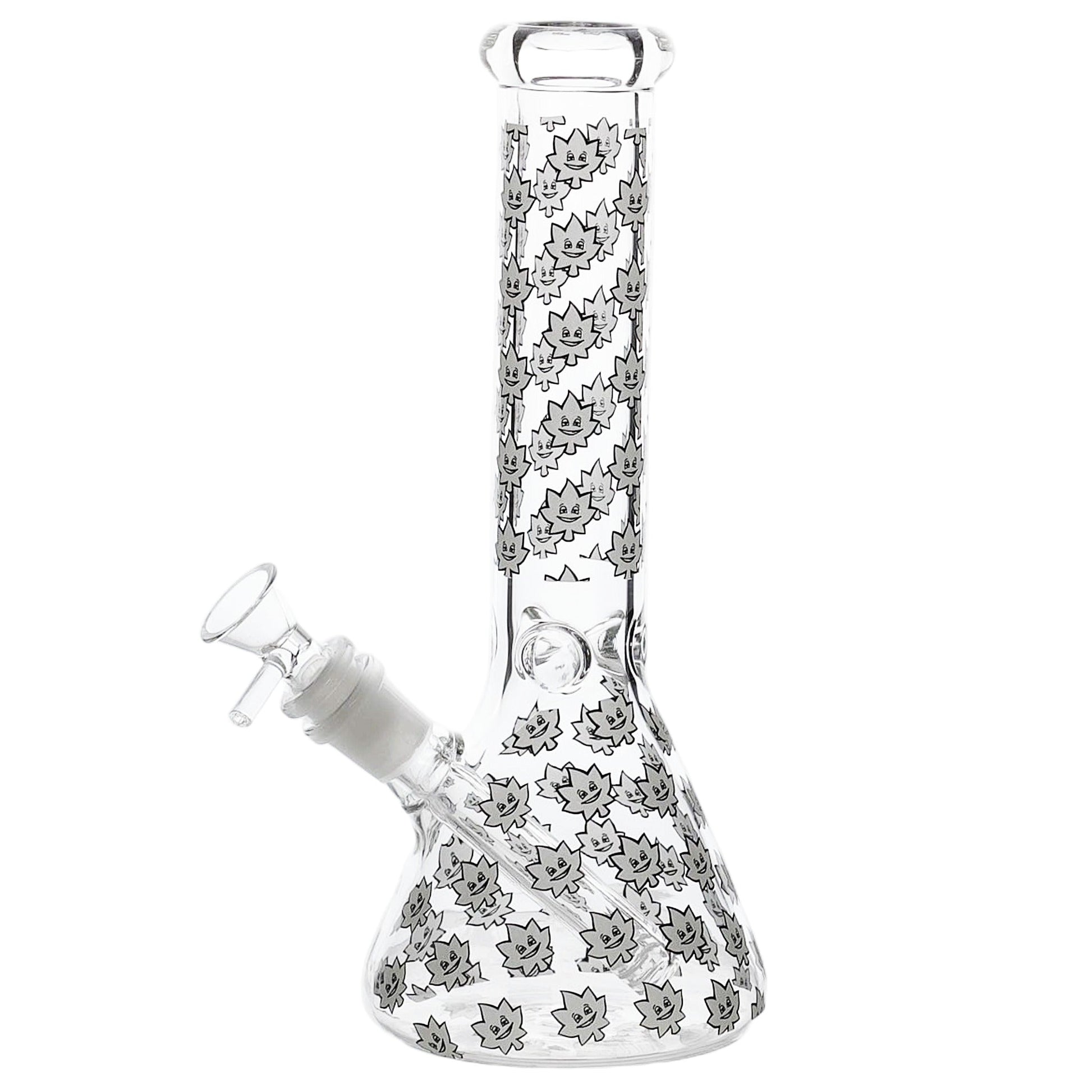 E420 Glow in the Dark Spike Leaf Beaker Bong 10in