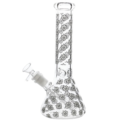 E420 Glow in the Dark Spike Leaf Beaker Bong 10in