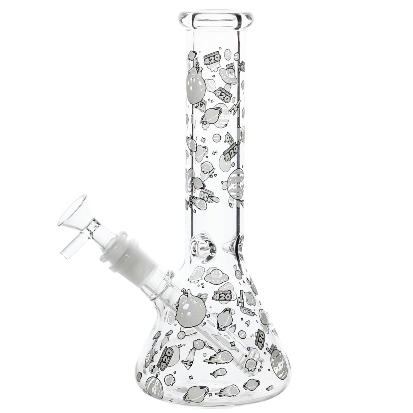 E420 Glow in the Dark Universe Beaker Bong 10in