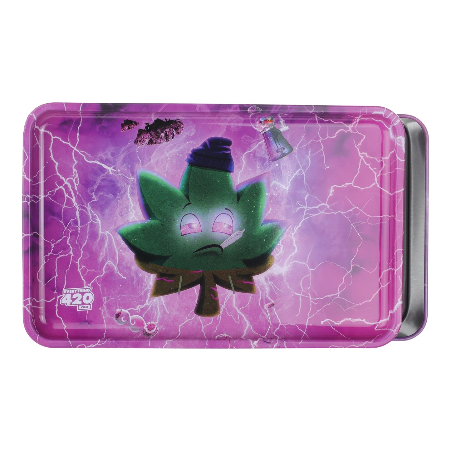 E420 Syndicase Metal Weed Storage Tin 5in Lid Rolling Tray