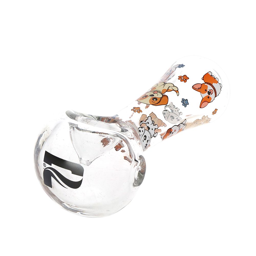 Pulsar Cute Doggies Glass Spoon Pipe - 4.5" 3ct