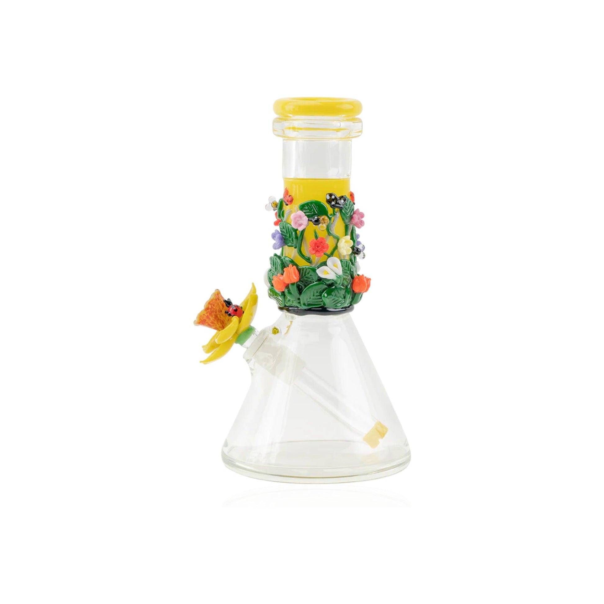 Empire Glassworks Yellow Flower Beaker Bong 8in