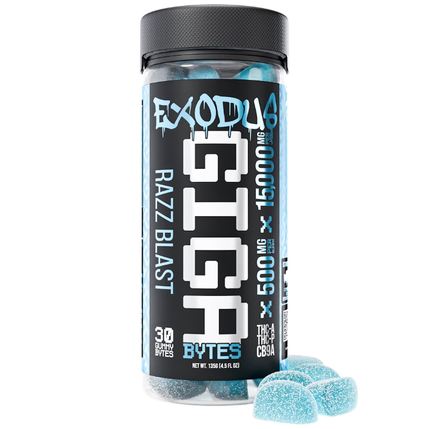 Exodus Gigabyte Razz Blast THC-A Gummies 15000mg