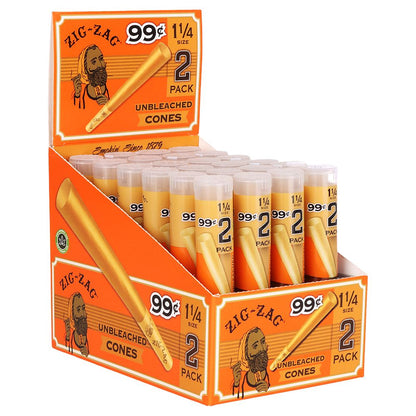 24CT - Zig Zag Pre-Priced Unbleached Cones - 1 1/4 / 2pc