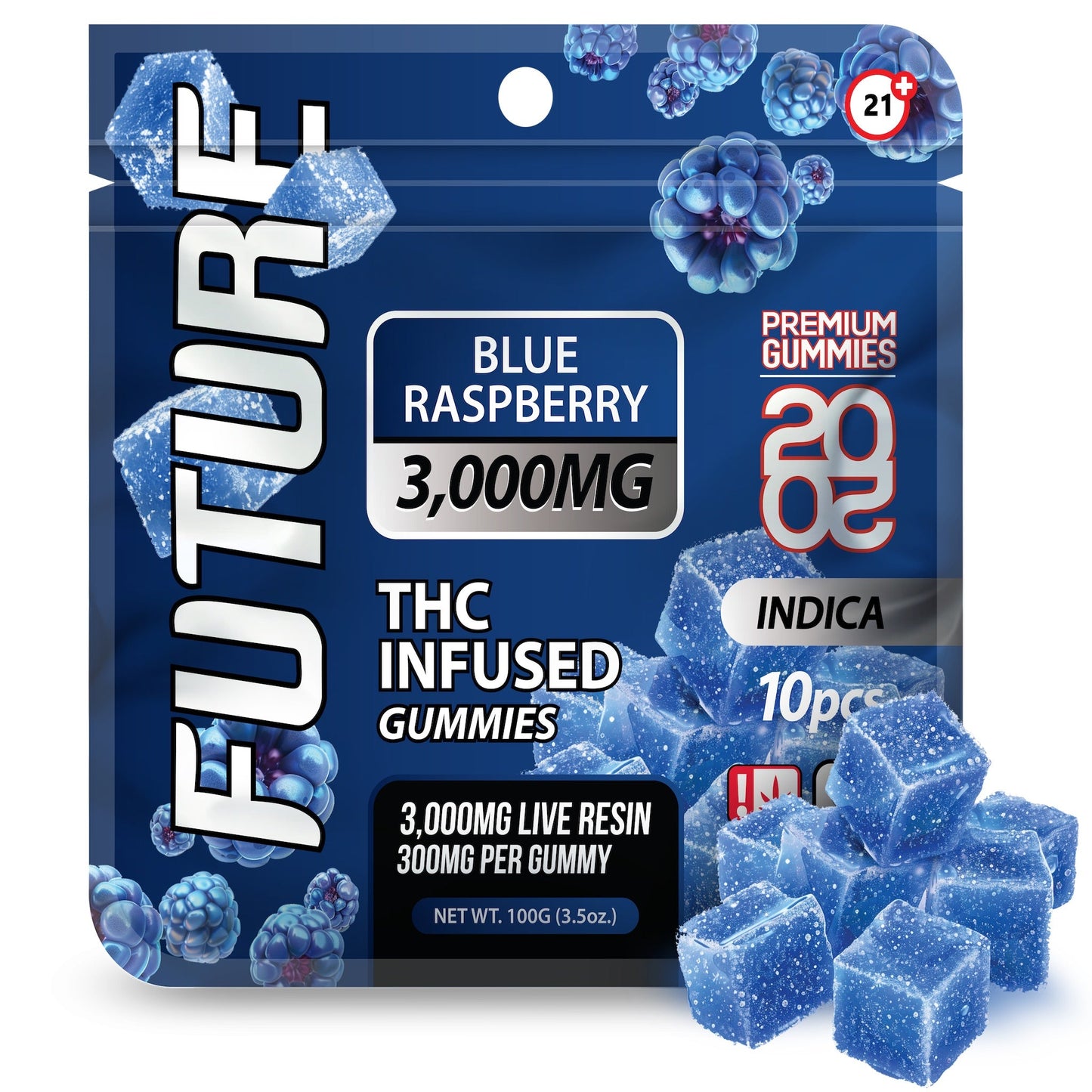 Future THC-A Infused Blue Raspberry Gummies 3000mg