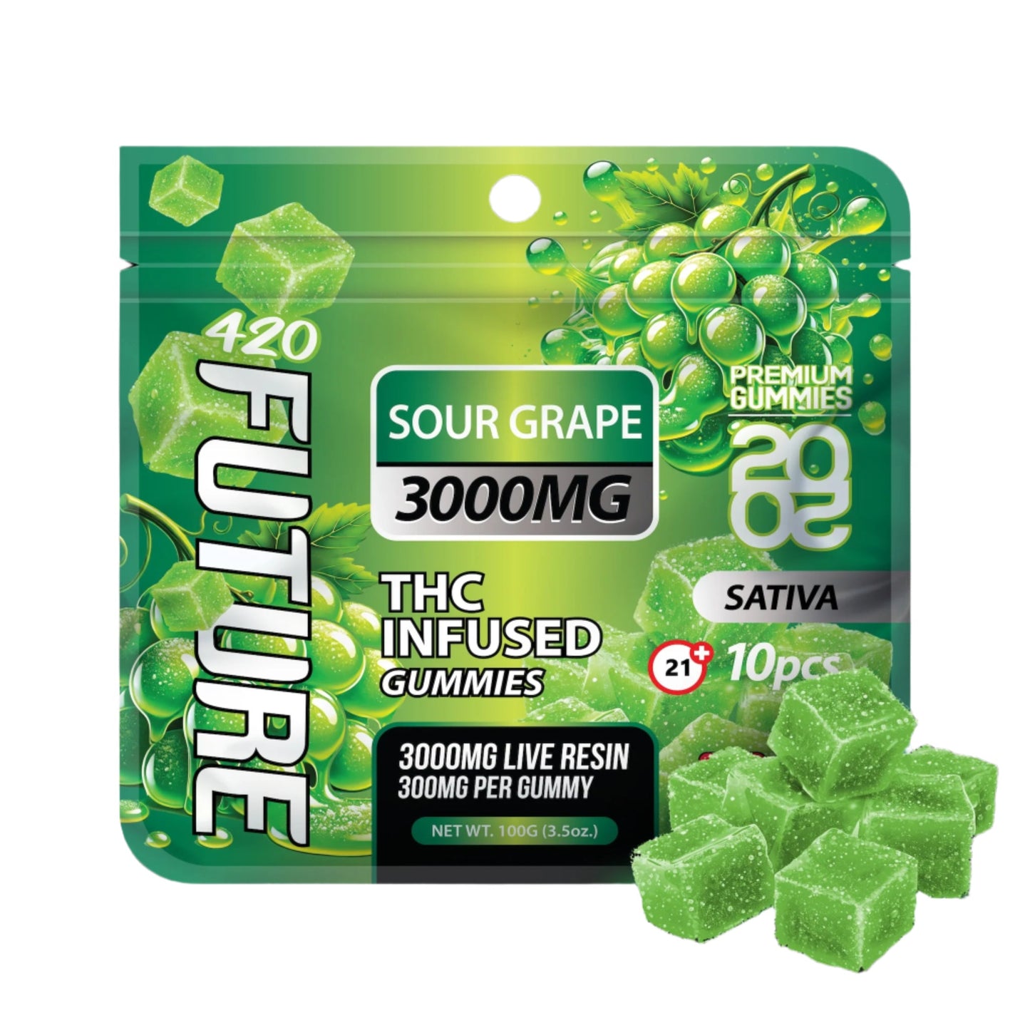 Future THC-A Infused Sour Grape Gummies 3000mg