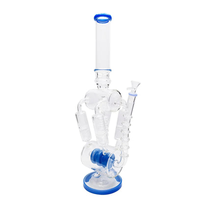 Gigantic Piston Percolator Bong 20in Blue Green Purple