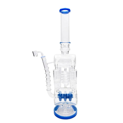 Gigantic Piston Percolator Bong 20in Blue Green Purple