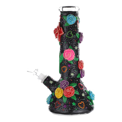 Royal Glass GITD Flower Power Beaker Bong 10in