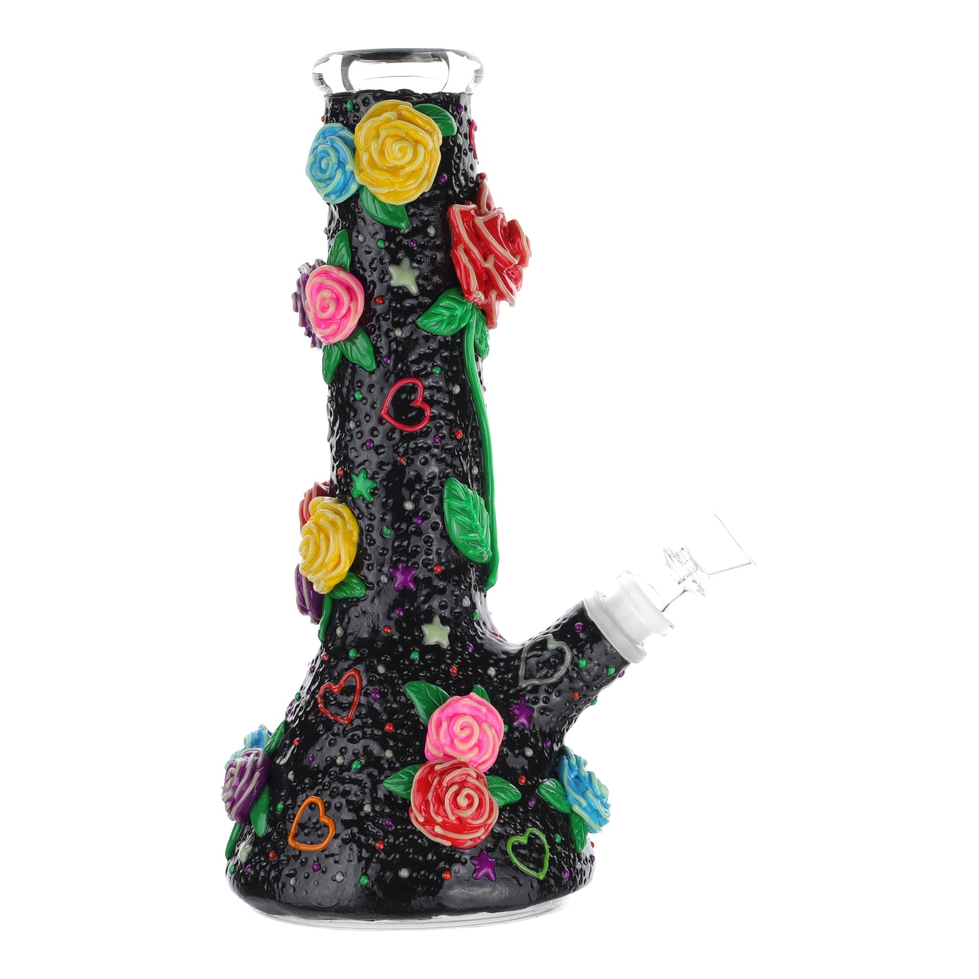 Royal Glass GITD Flower Power Beaker Bong 10in