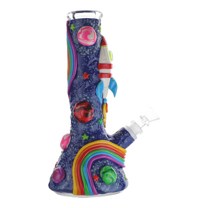 Royal Glass GITD Ground Control Beaker Bong 10in