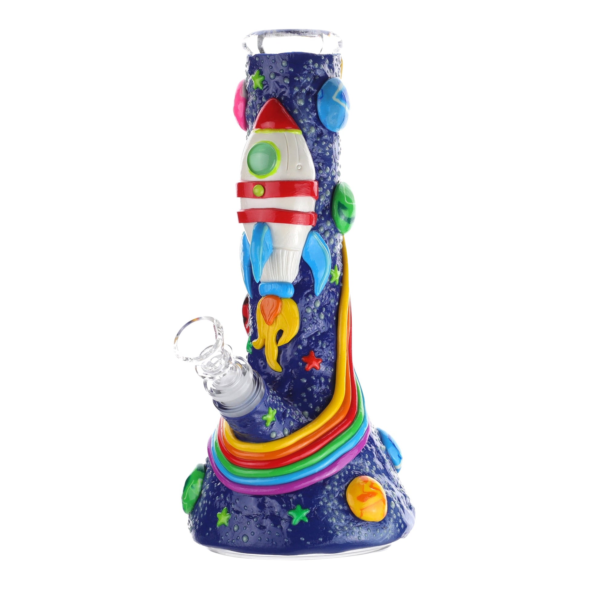 Royal Glass GITD Ground Control Beaker Bong 10in
