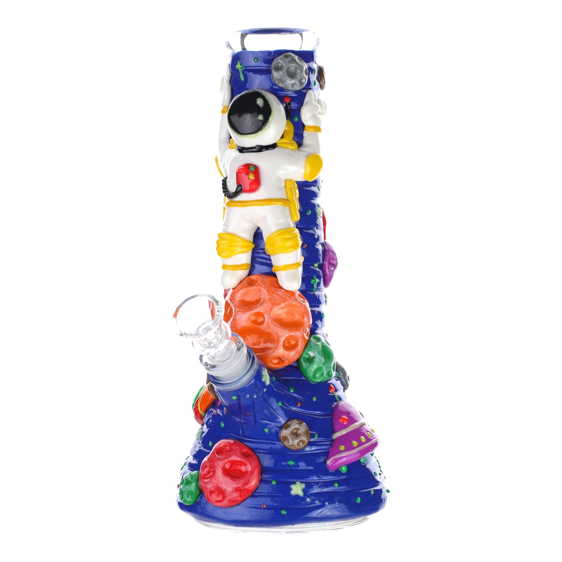 Royal Glass GITD Rocket Man Beaker Bong 10in