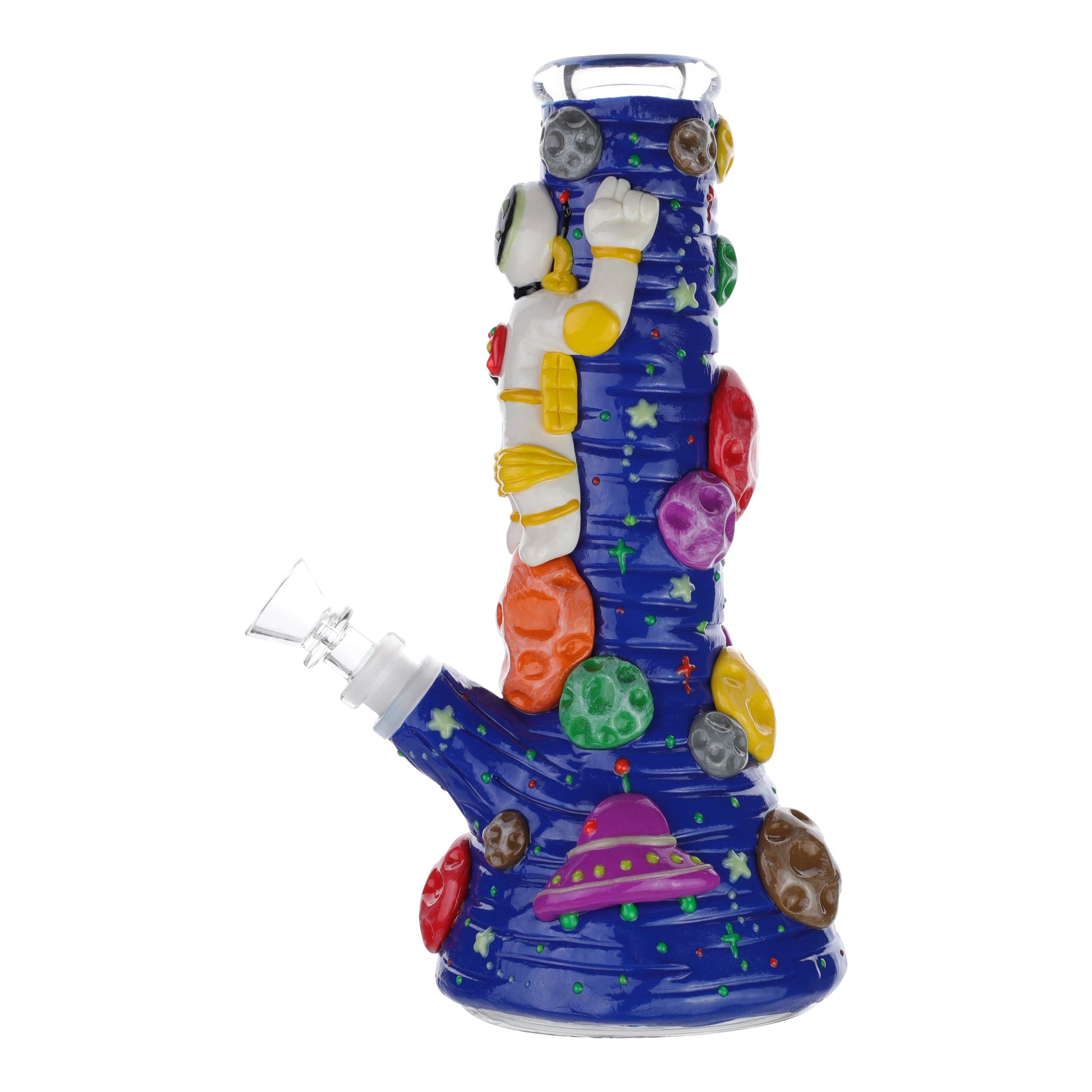 Royal Glass GITD Rocket Man Beaker Bong 10in With 14mm Bowl