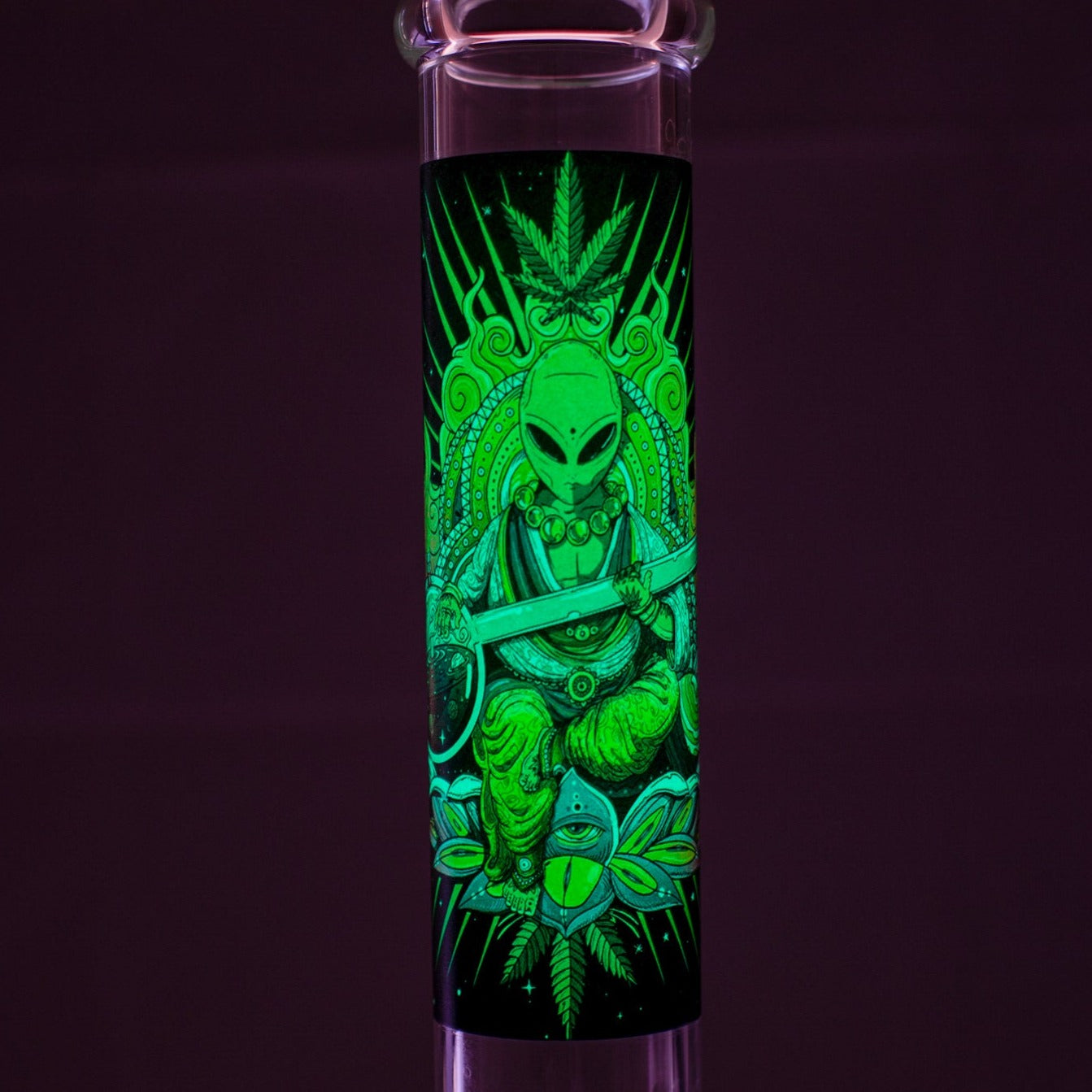 Amy Glow In The Dark Space Alien Beaker Bong 14in