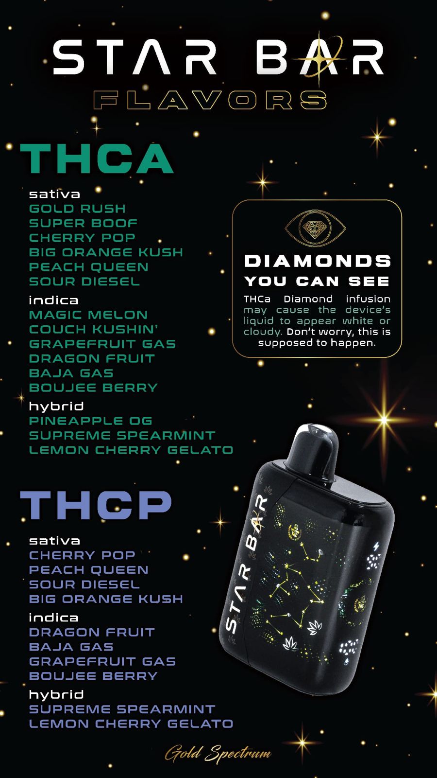Gold Spectrum Star Bar THC-A Vaporizer 5000mg