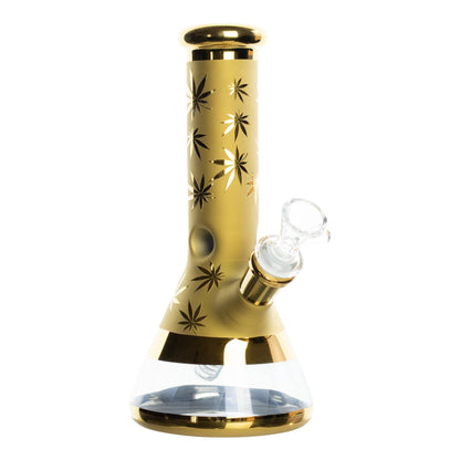 Gold Leaf Plated Beaker Bong 9in 14mm