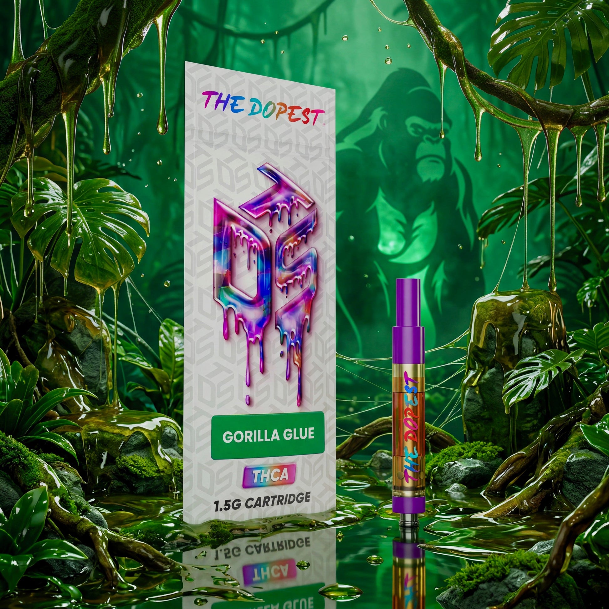 The Dopest Gorilla Glue THCA Vape Cartridge 1.5g