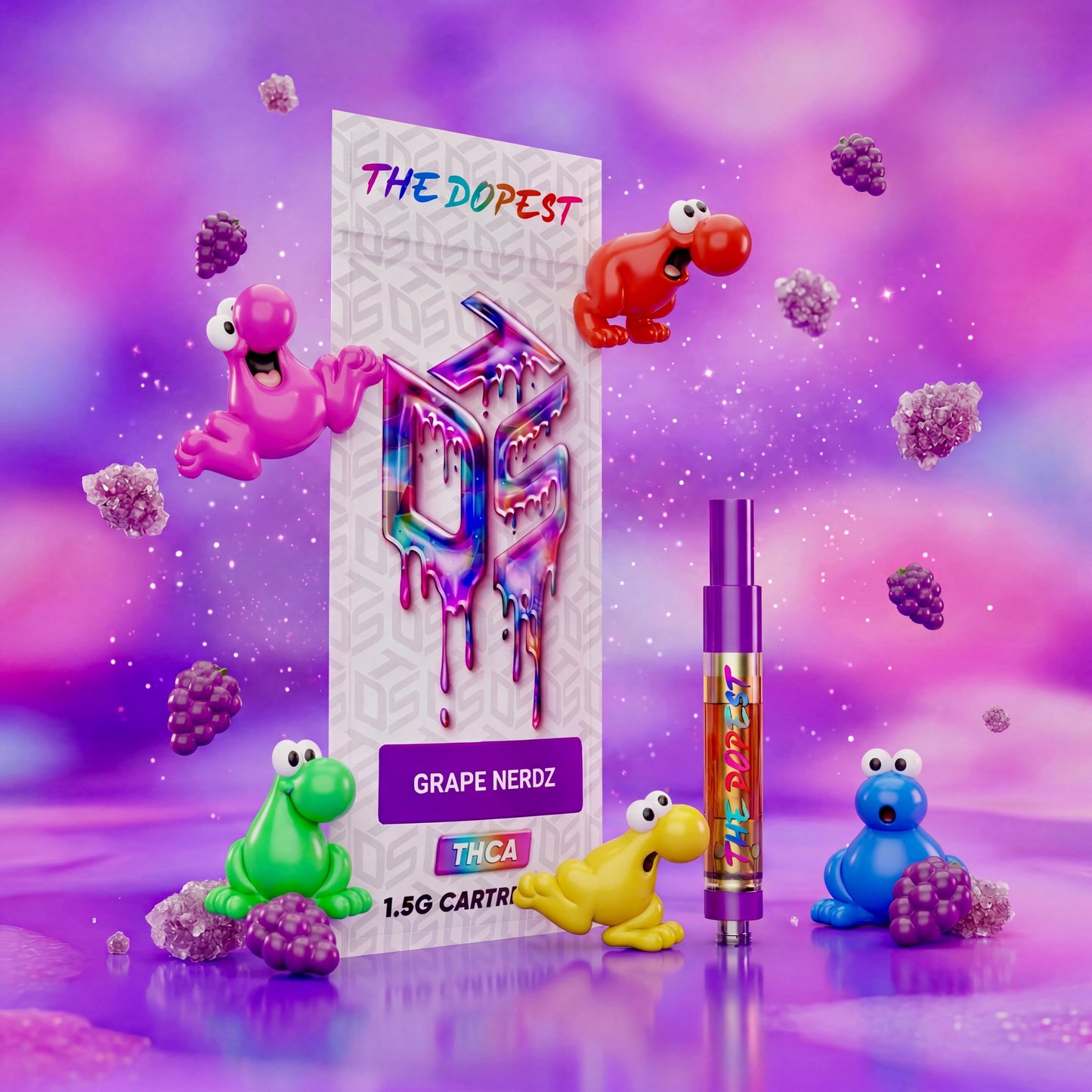 The Dopest Grape Nerdz Sativa THCa Vape Cartridge 1.5g