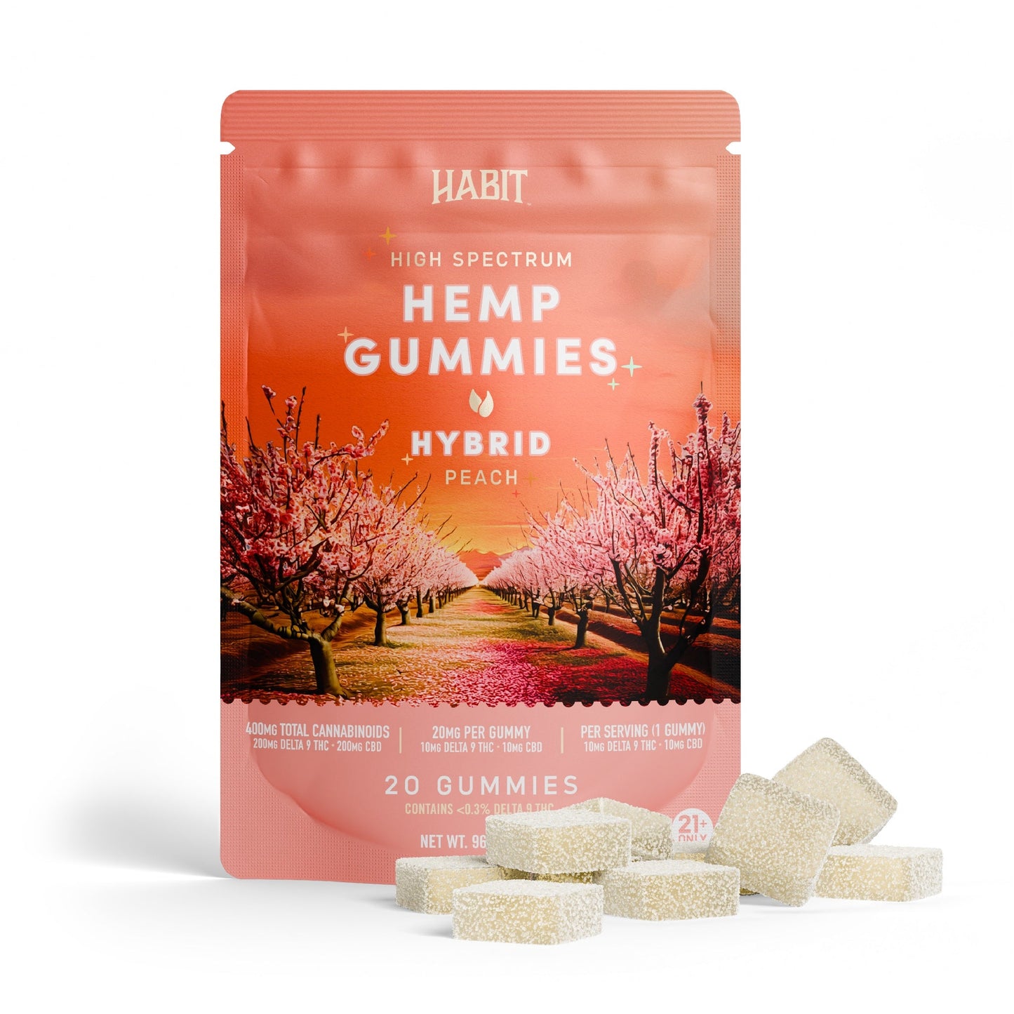Habit High Spectrum Delta 9 + CBD Peach Gummies 400mg