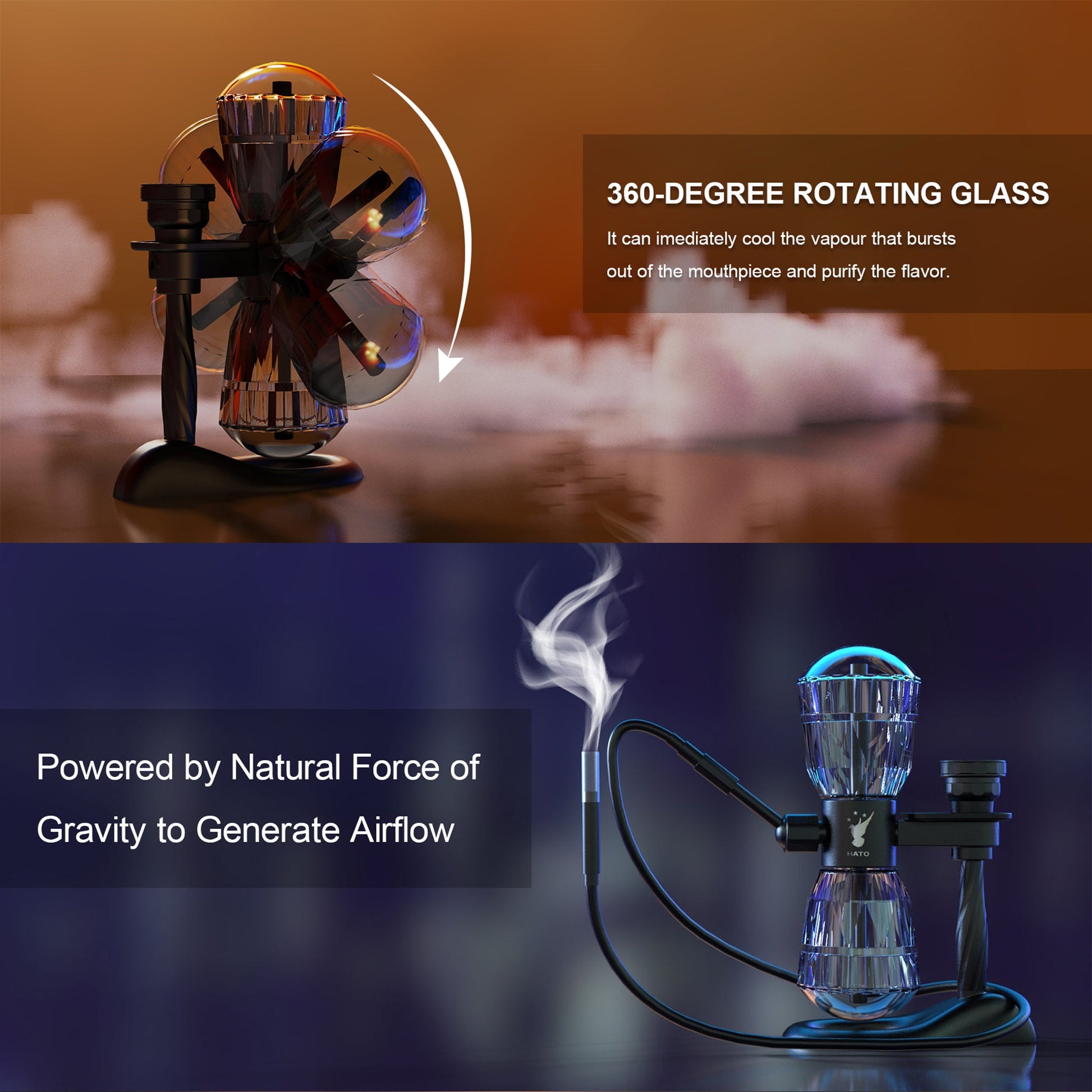 Hato 3 in 1 Gravity Bong 15in Black