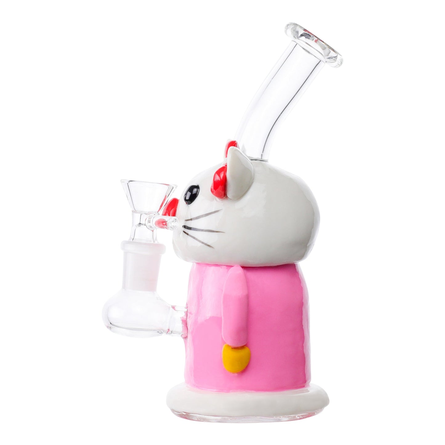 Kitty Cat Bubbler Bong 7in Borosilicate Glass