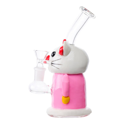 Kitty Cat Bubbler Bong 7in Borosilicate Glass