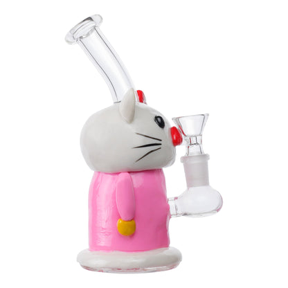 Kitty Cat Bubbler Bong 7in Borosilicate Glass