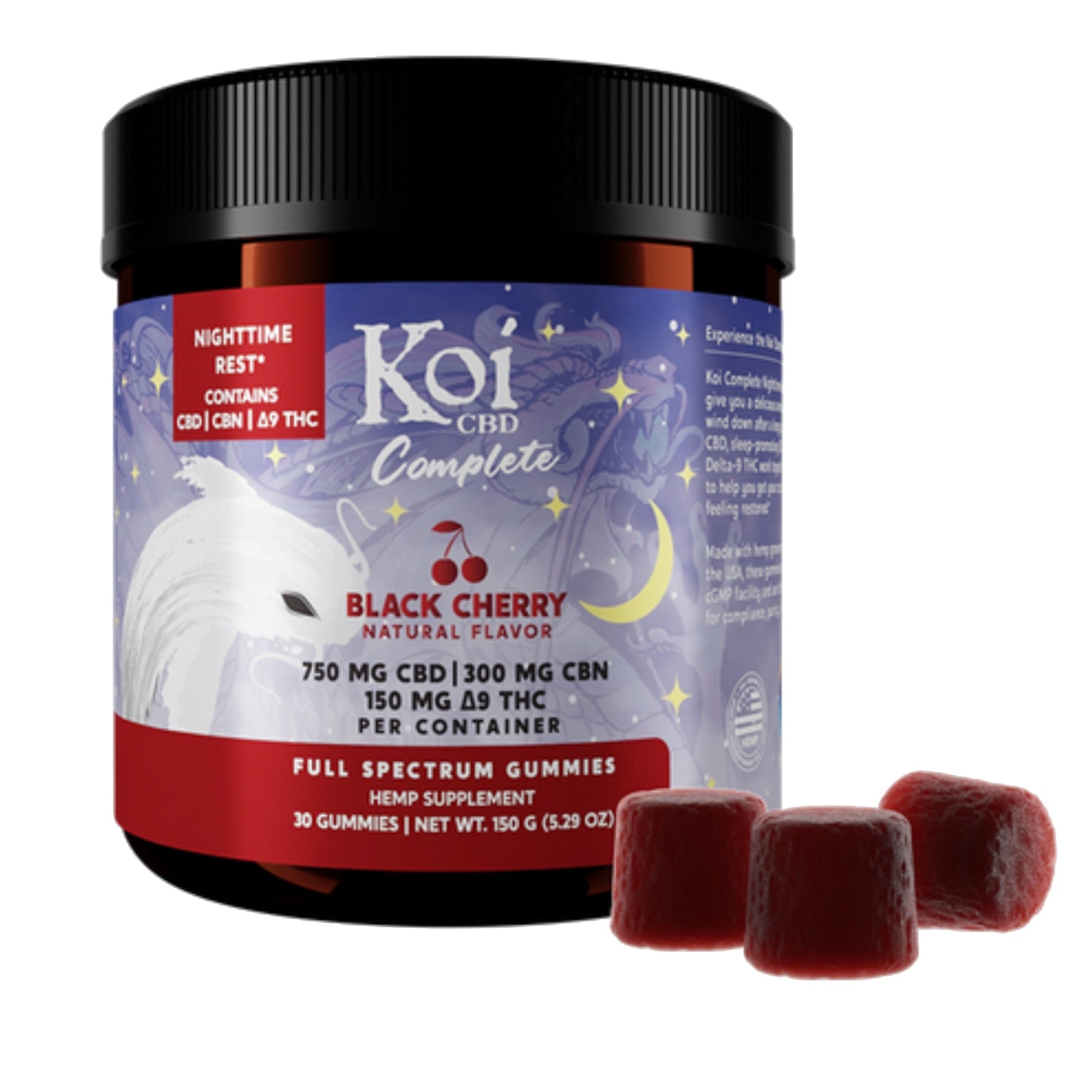 Koi CBD Black Cherry Nighttime CBD CBN Delta 9 Gummies 750mg