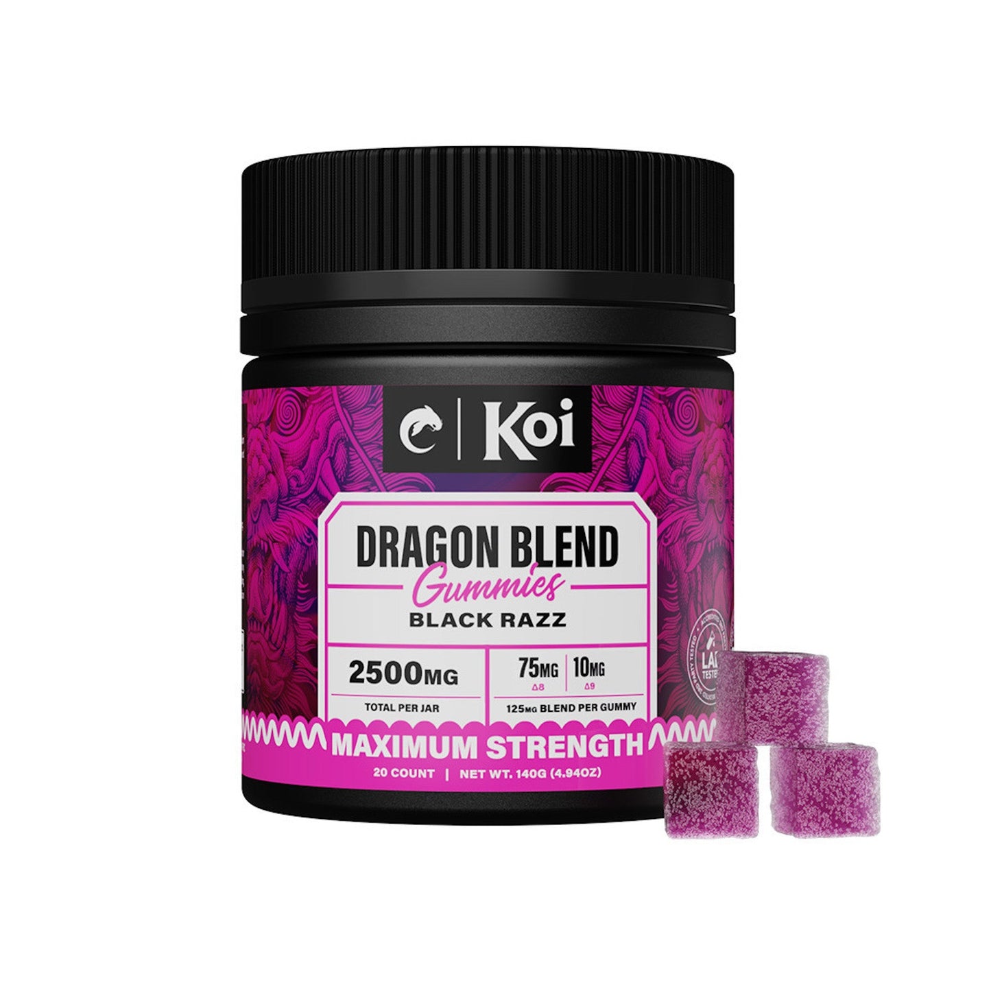 Koi Dragon Blend Black Razz Gummies 2500mg