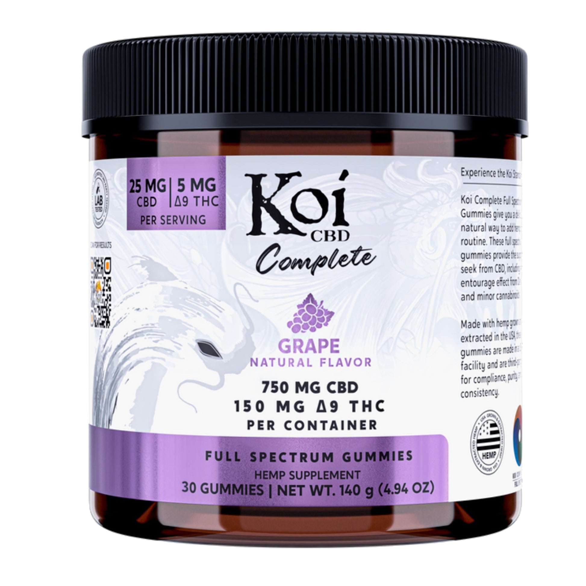 Koi CBD Grape Full Spectrum CBD + THC Gummies 750mg 30ct