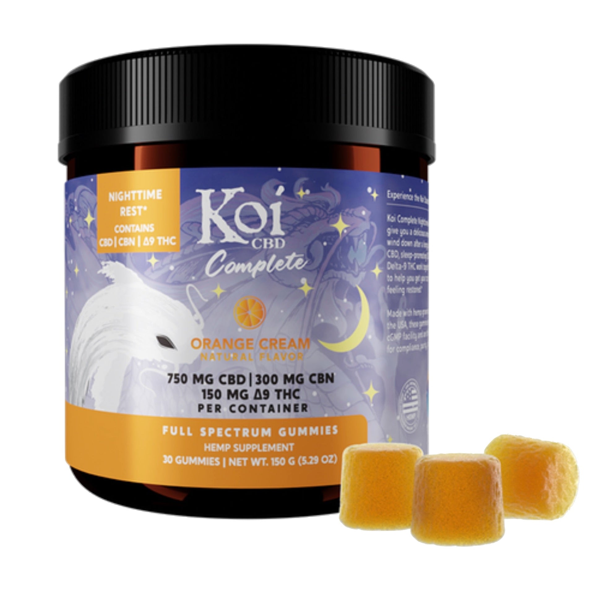 Koi Orange Cream Nighttime CBD + THC Complete Gummies 750mg