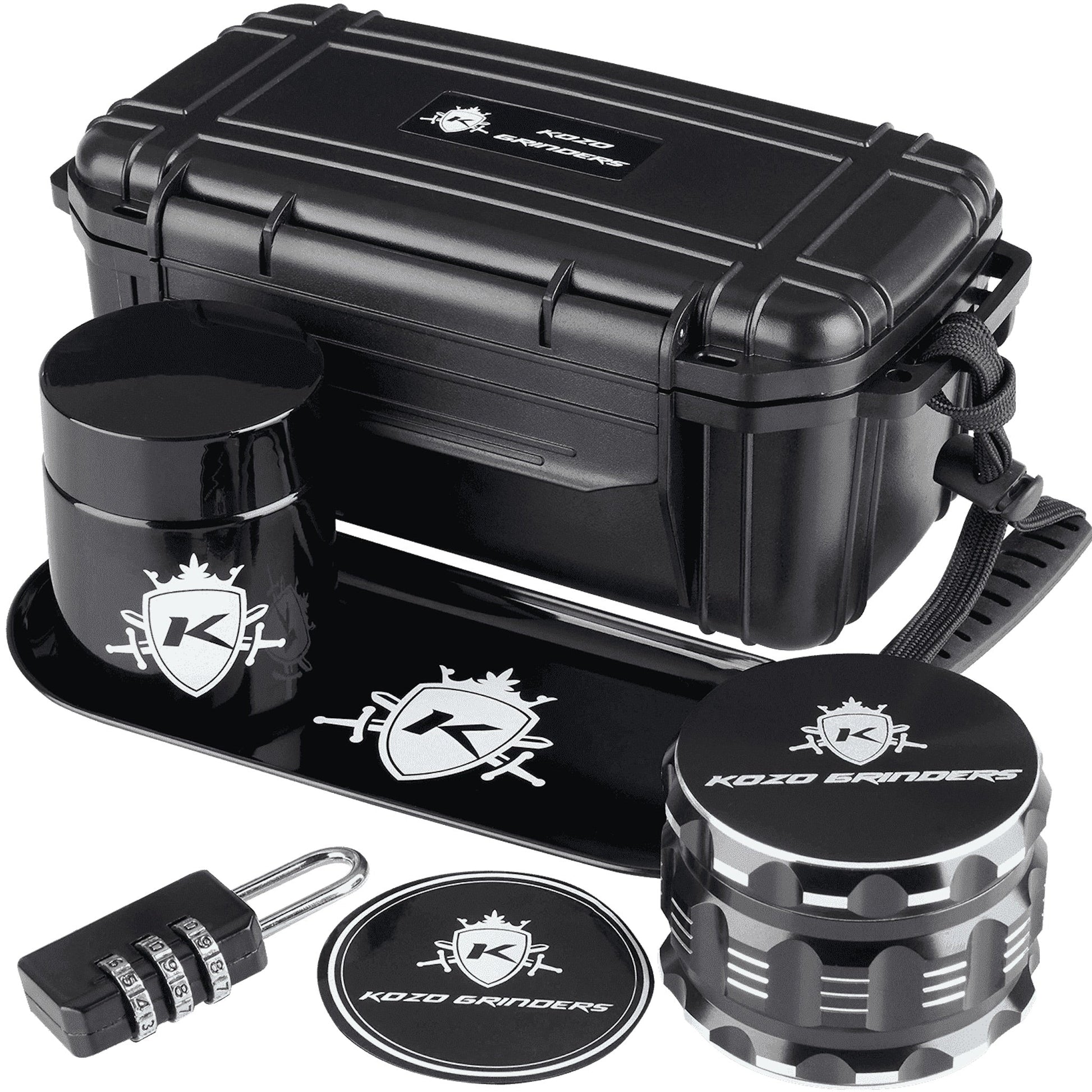 Kozo Smell Proof Box with Lock Grinder Rolling Tray