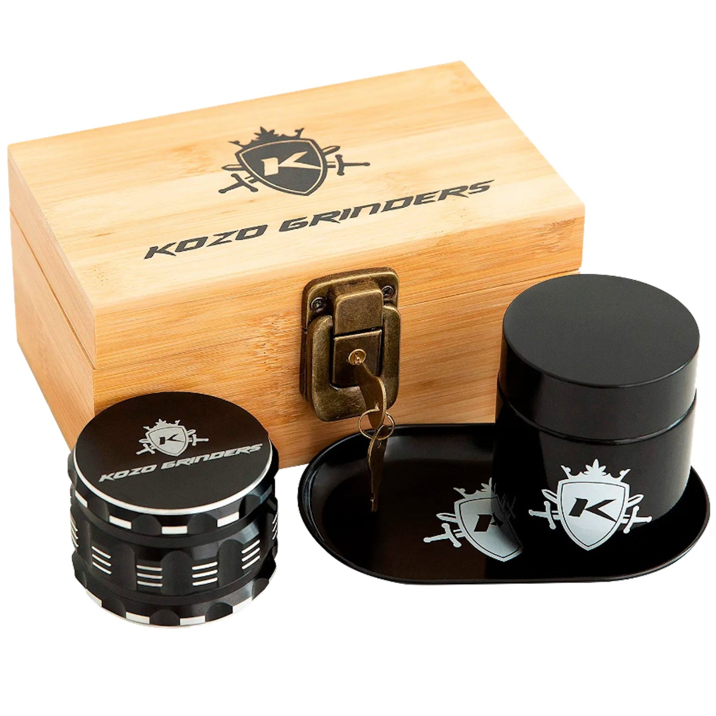KOZO Stash Box Wooden Storage With Grinder Jar Tray